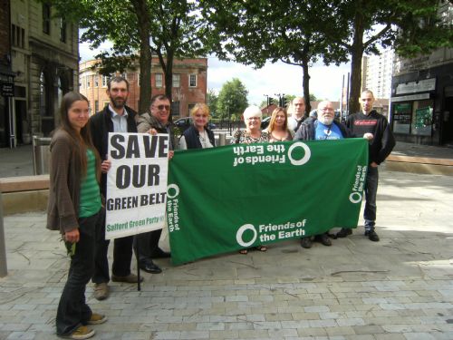 Peat bog activists and supporters outside Salford Magistrates court - 5th July 2010